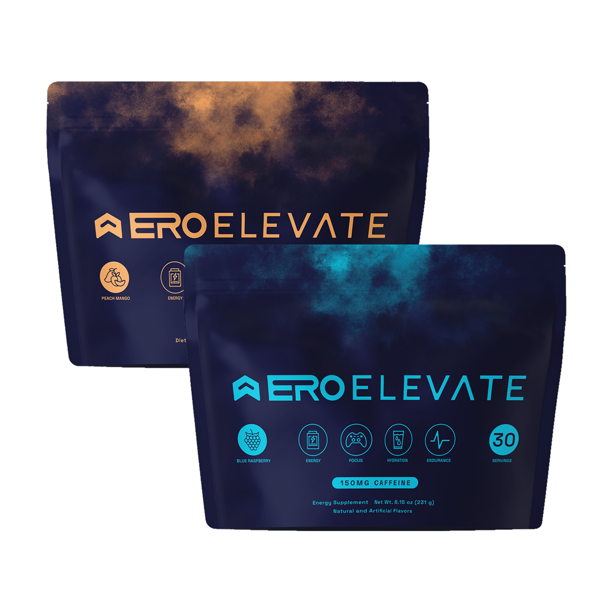 ERO Elevate Bundle, Blue Raspberry and Peach Mango bags