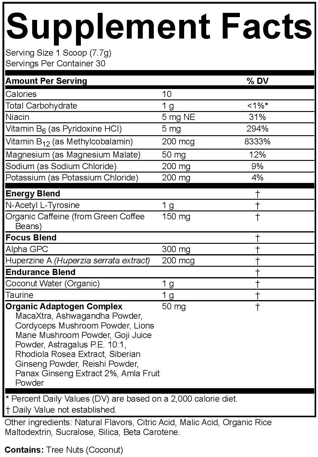 Supplement Facts, ERO Elevate Peach Mango
